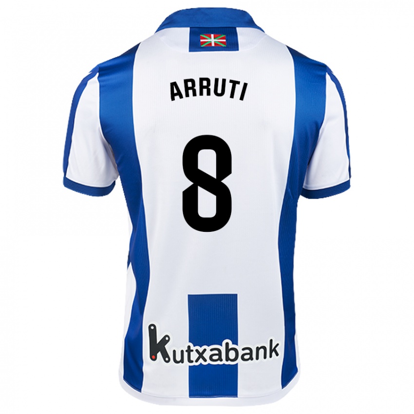 Uomo Maglia Martín Arruti #8 Bianco Blu Kit Gara Home 2024/25 Maglietta