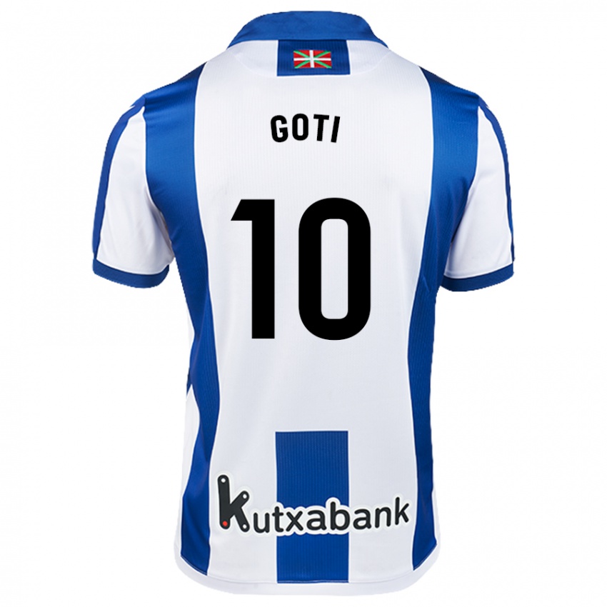 Uomo Maglia Mikel Goti #10 Bianco Blu Kit Gara Home 2024/25 Maglietta