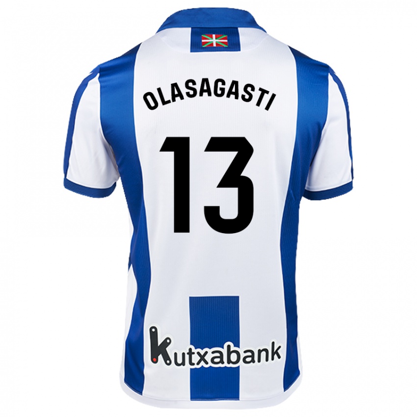 Uomo Maglia Lander Olasagasti #13 Bianco Blu Kit Gara Home 2024/25 Maglietta