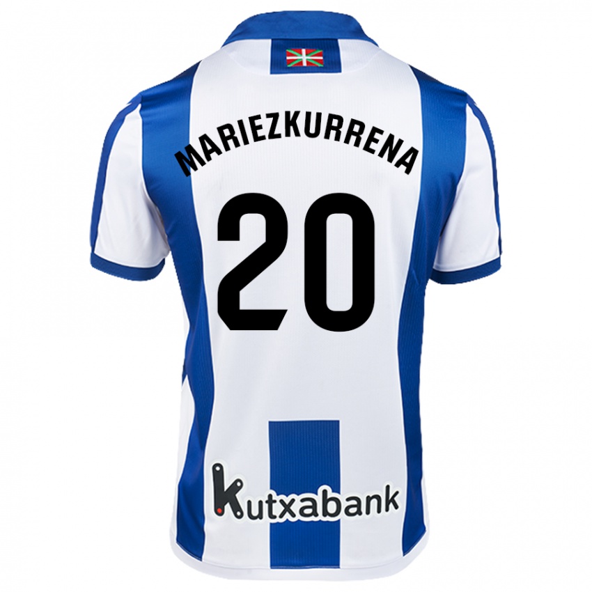 Uomo Maglia Arkaitz Mariezkurrena #20 Bianco Blu Kit Gara Home 2024/25 Maglietta