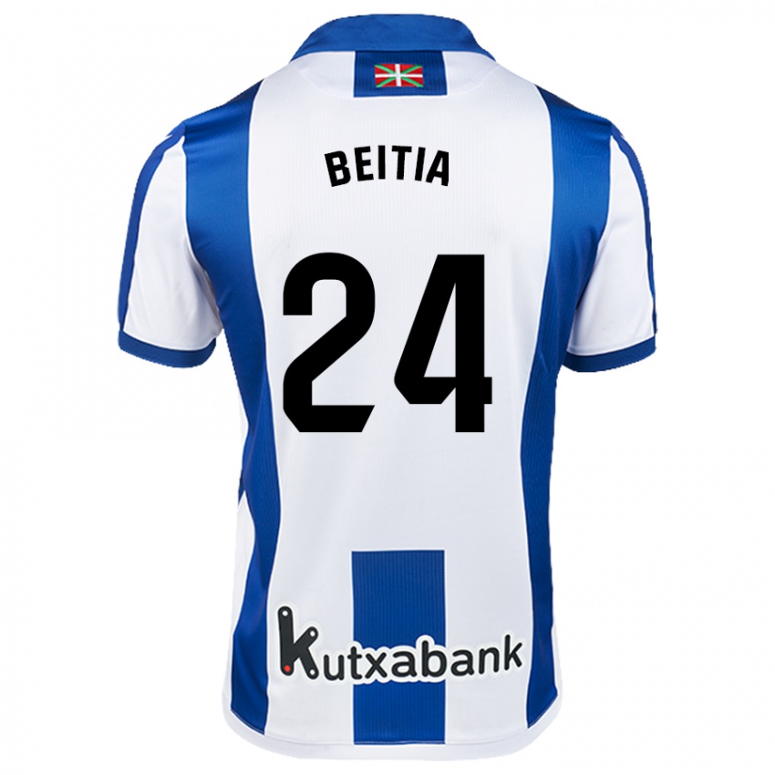 Uomo Maglia Luken Beitia #24 Bianco Blu Kit Gara Home 2024/25 Maglietta