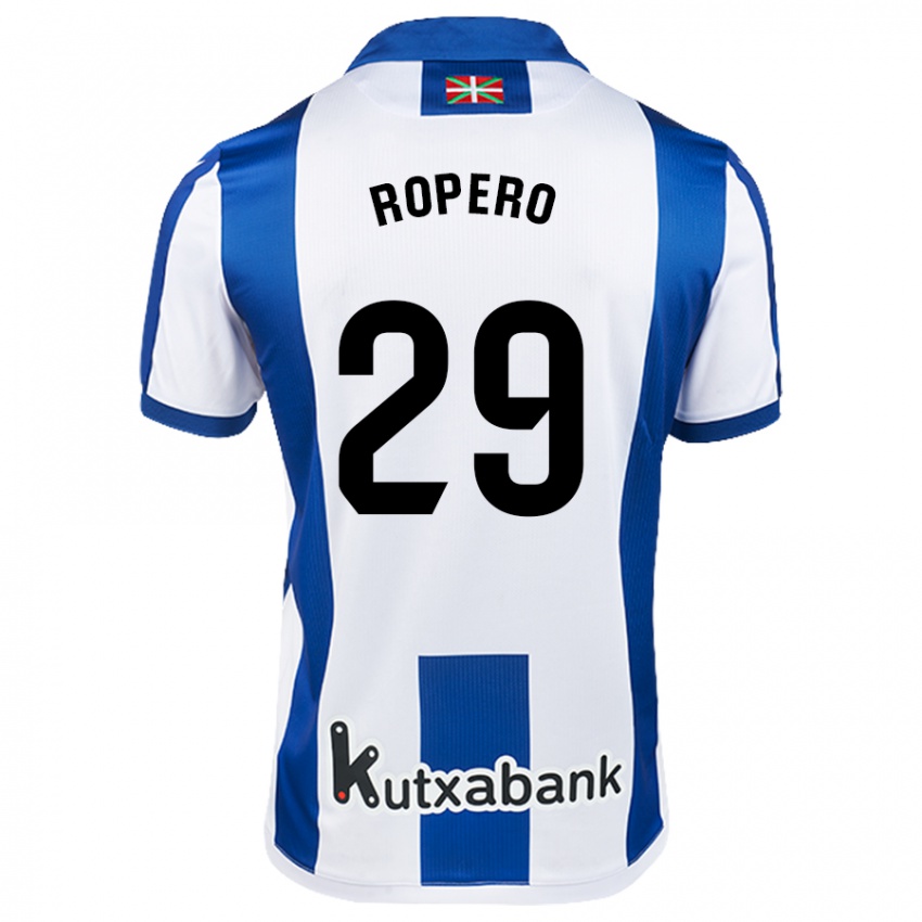 Uomo Maglia Iker Ropero #29 Bianco Blu Kit Gara Home 2024/25 Maglietta