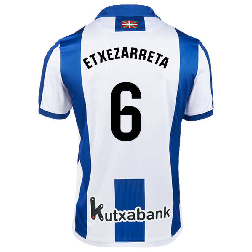 Uomo Maglia Ane Etxezarreta Aierbe #6 Bianco Blu Kit Gara Home 2024/25 Maglietta