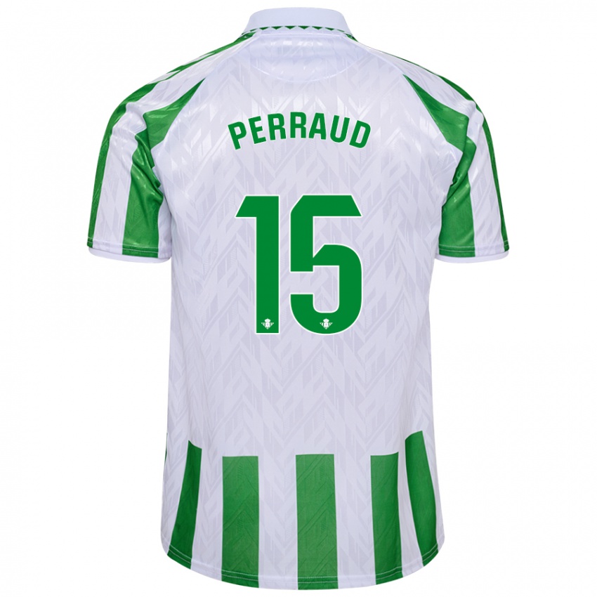 Uomo Maglia Romain Perraud #15 Verde Bianco A Righe Kit Gara Home 2024/25 Maglietta