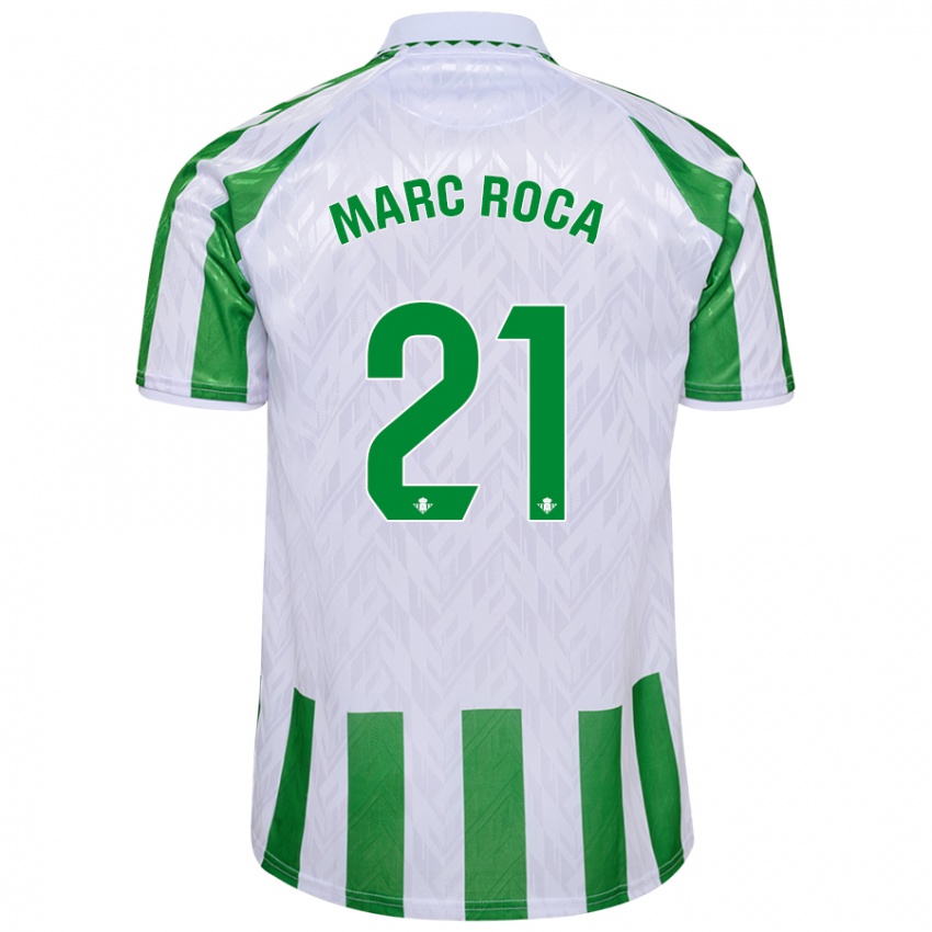 Uomo Maglia Marc Roca #21 Verde Bianco A Righe Kit Gara Home 2024/25 Maglietta