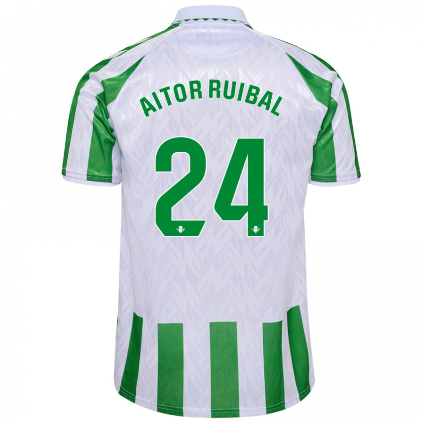 Uomo Maglia Aitor Ruibal #24 Verde Bianco A Righe Kit Gara Home 2024/25 Maglietta