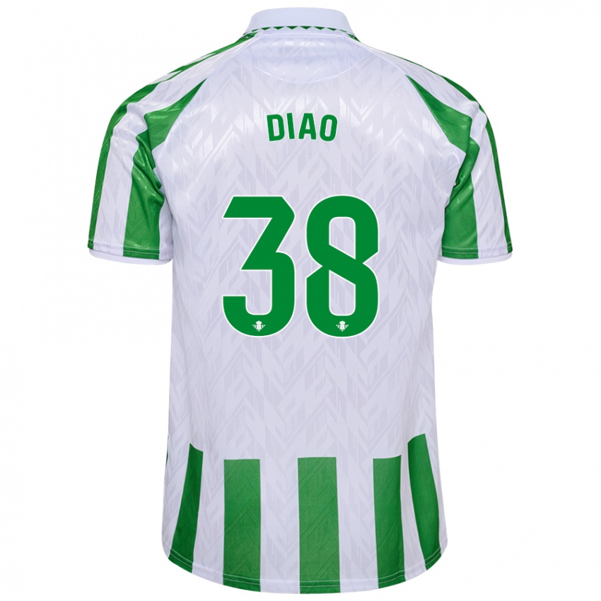 Uomo Maglia Assane Diao #38 Verde Bianco A Righe Kit Gara Home 2024/25 Maglietta