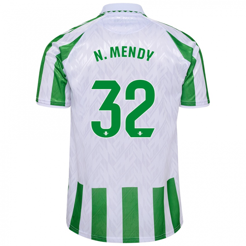 Uomo Maglia Nobel Mendy #32 Verde Bianco A Righe Kit Gara Home 2024/25 Maglietta