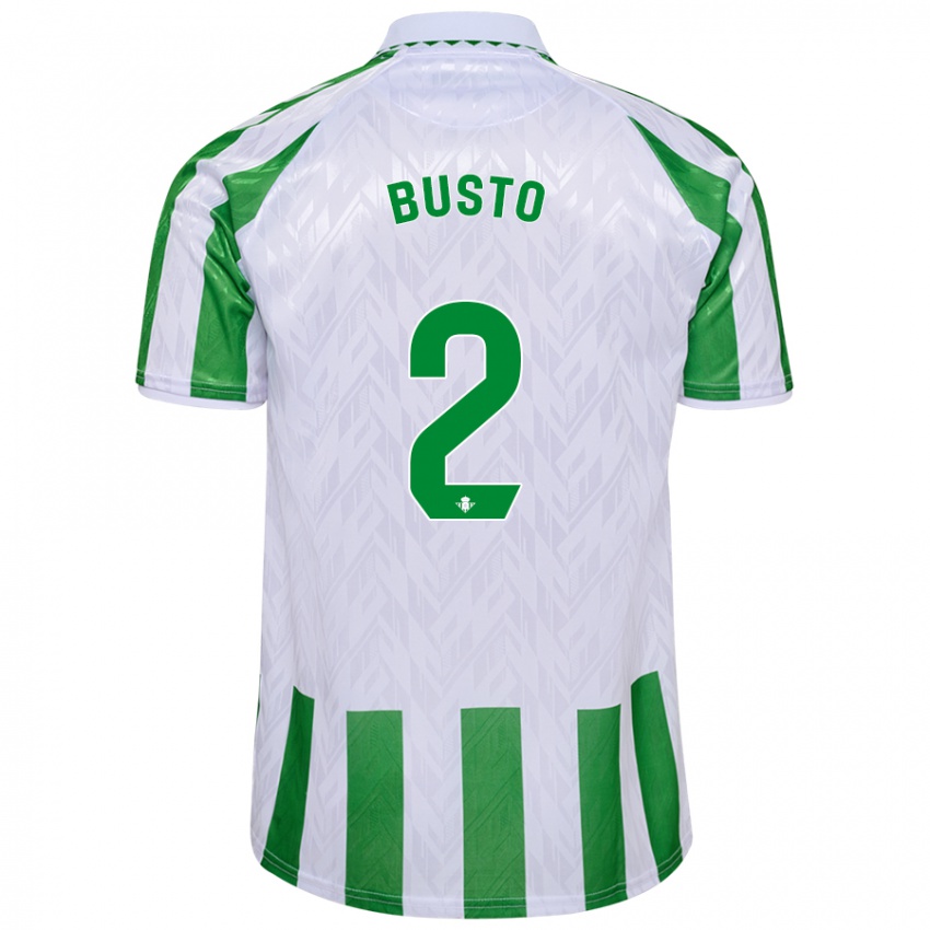 Uomo Maglia Pablo Busto #2 Verde Bianco A Righe Kit Gara Home 2024/25 Maglietta