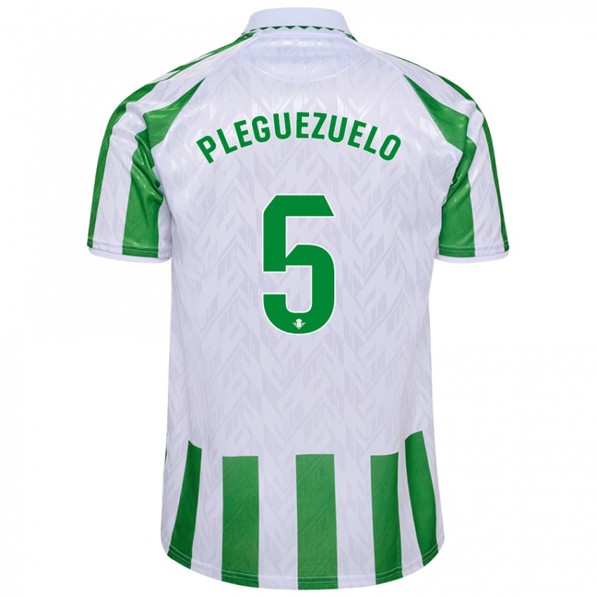 Uomo Maglia Xavi Pleguezuelo #5 Verde Bianco A Righe Kit Gara Home 2024/25 Maglietta