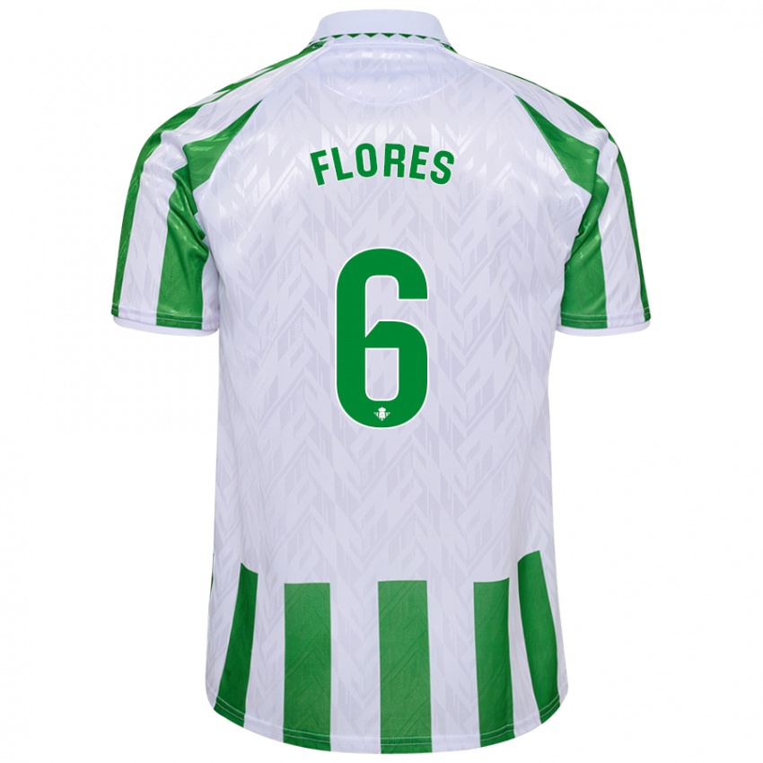 Uomo Maglia Mateo Flores #6 Verde Bianco A Righe Kit Gara Home 2024/25 Maglietta