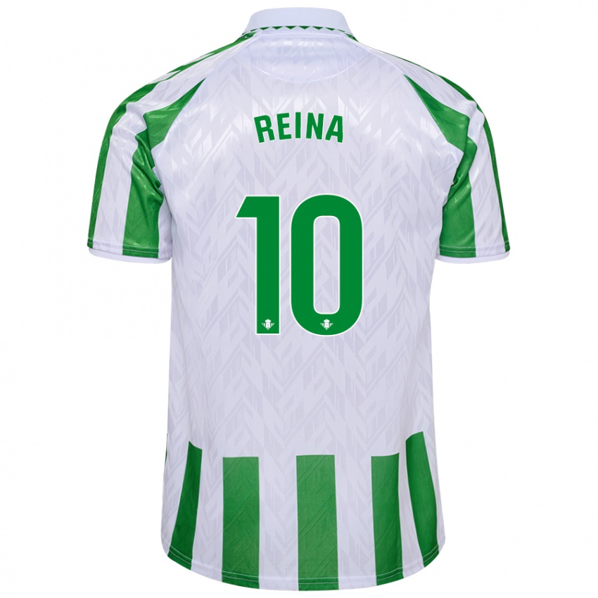 Uomo Maglia Carlos Reina #10 Verde Bianco A Righe Kit Gara Home 2024/25 Maglietta