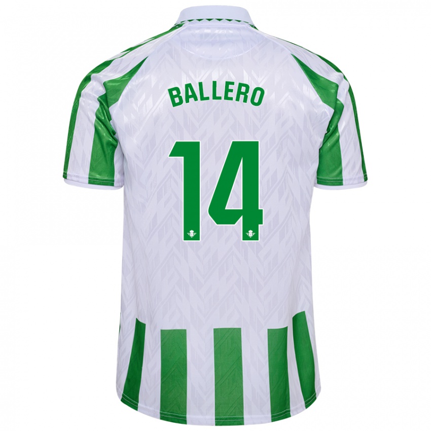 Uomo Maglia Sander Ballero #14 Verde Bianco A Righe Kit Gara Home 2024/25 Maglietta