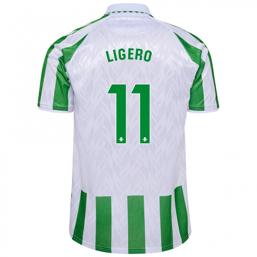 Uomo Maglia Nuria Ligero #11 Verde Bianco A Righe Kit Gara Home 2024/25 Maglietta