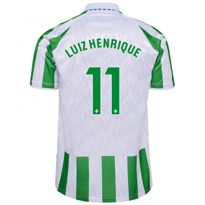 Uomo Maglia Luiz Henrique #11 Verde Bianco A Righe Kit Gara Home 2024/25 Maglietta