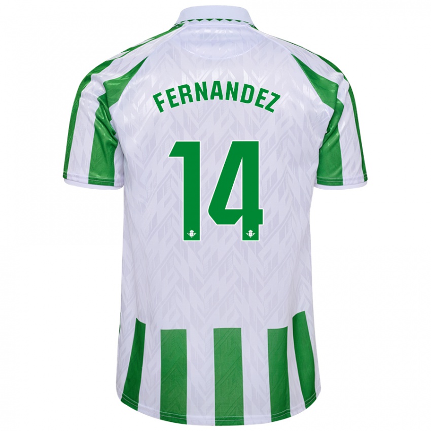 Uomo Maglia Quique Fernández #14 Verde Bianco A Righe Kit Gara Home 2024/25 Maglietta