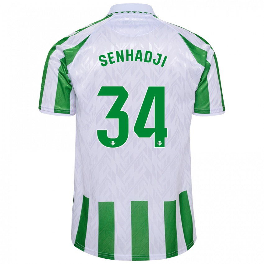 Uomo Maglia Yanis Senhadji #34 Verde Bianco A Righe Kit Gara Home 2024/25 Maglietta