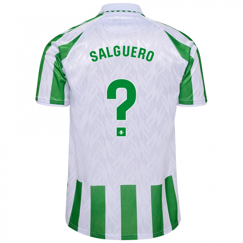 Uomo Maglia Antonio Salguero #0 Verde Bianco A Righe Kit Gara Home 2024/25 Maglietta