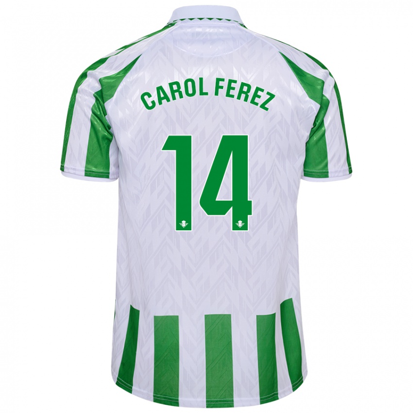 Uomo Maglia Carolina Férez Méndez #14 Verde Bianco A Righe Kit Gara Home 2024/25 Maglietta