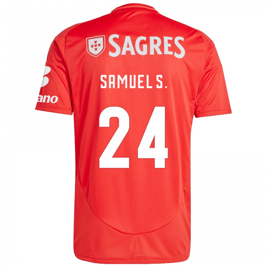 Uomo Maglia Samuel Soares #24 Rosso Bianco Kit Gara Home 2024/25 Maglietta