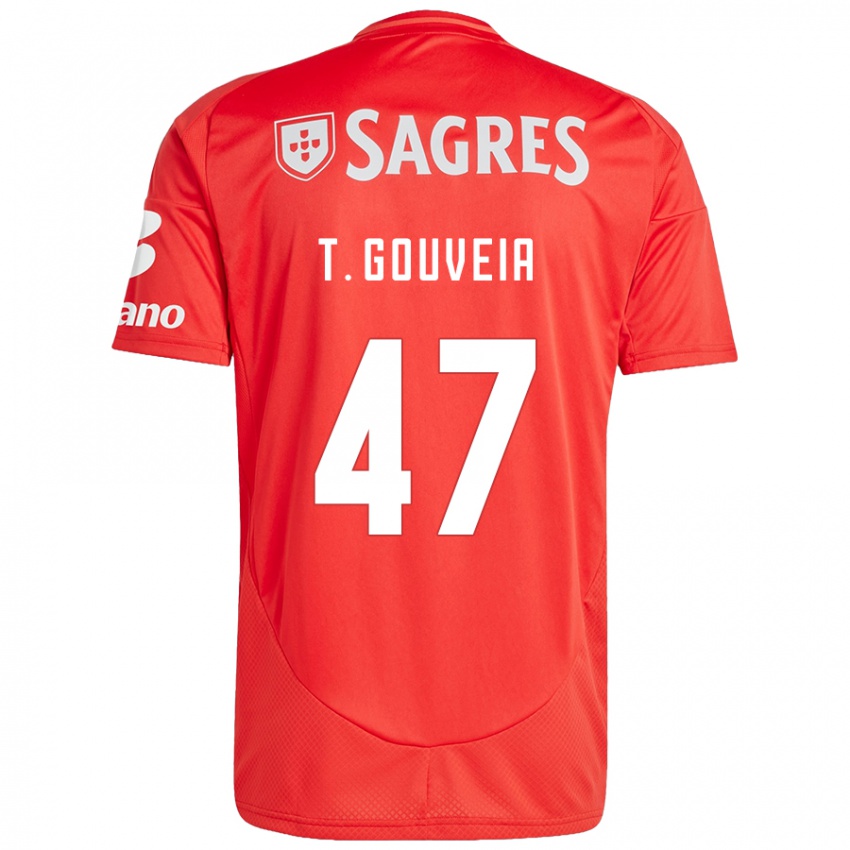 Uomo Maglia Tiago Gouveia #47 Rosso Bianco Kit Gara Home 2024/25 Maglietta