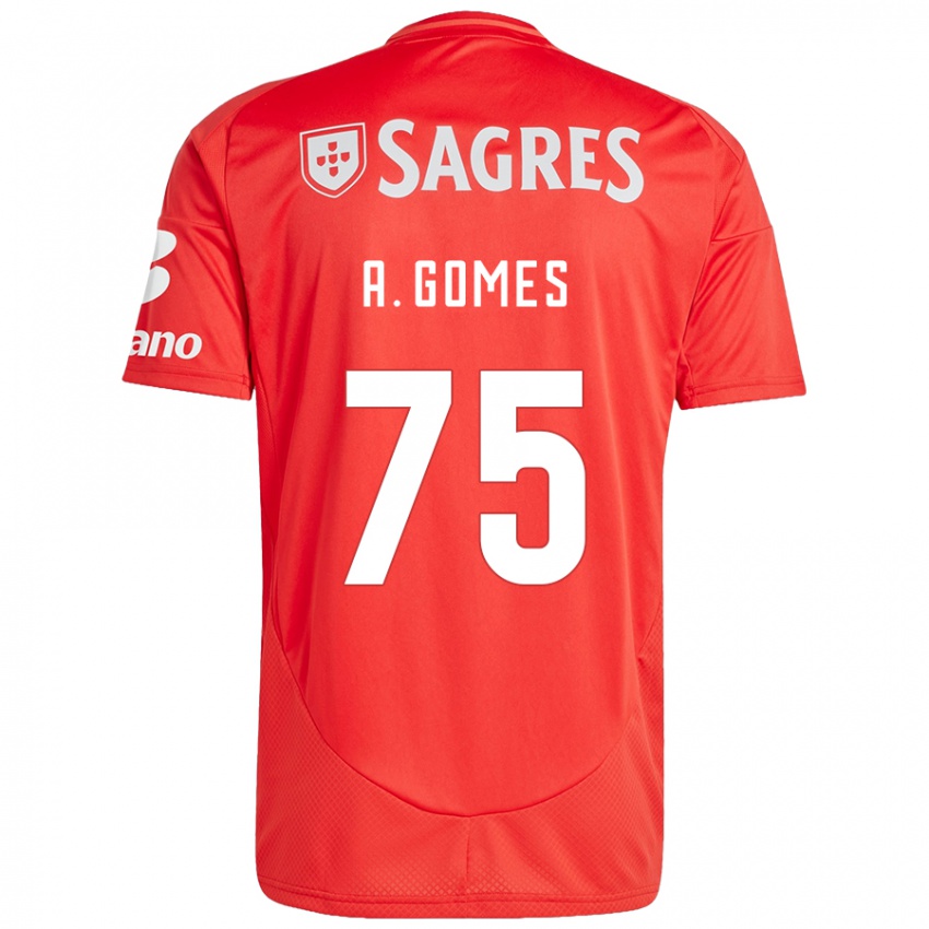 Uomo Maglia André Gomes #75 Rosso Bianco Kit Gara Home 2024/25 Maglietta