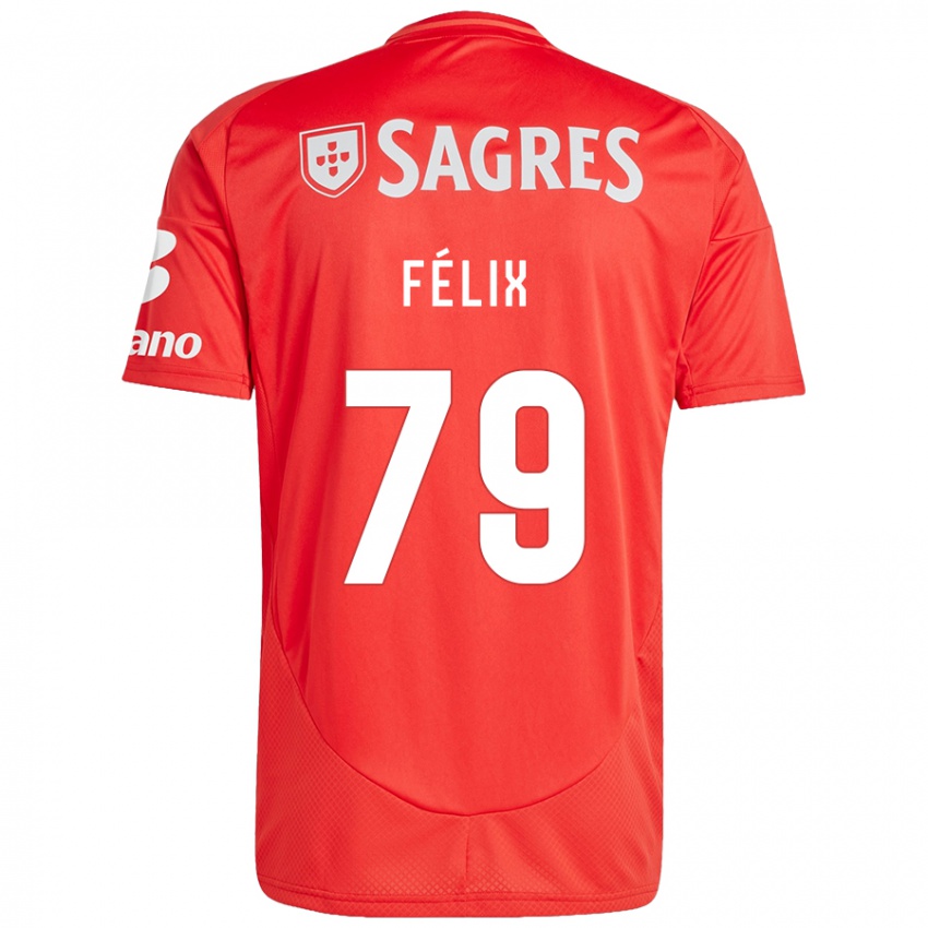 Uomo Maglia Hugo Félix #79 Rosso Bianco Kit Gara Home 2024/25 Maglietta