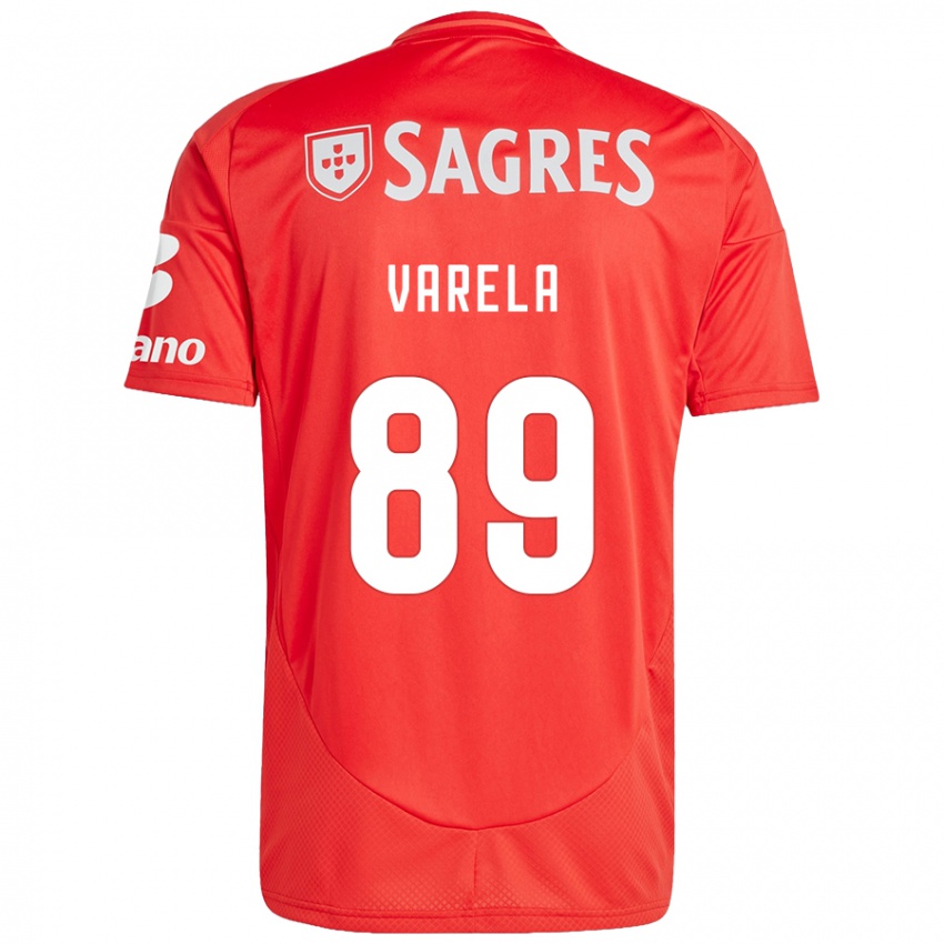 Uomo Maglia Gustavo Varela #89 Rosso Bianco Kit Gara Home 2024/25 Maglietta