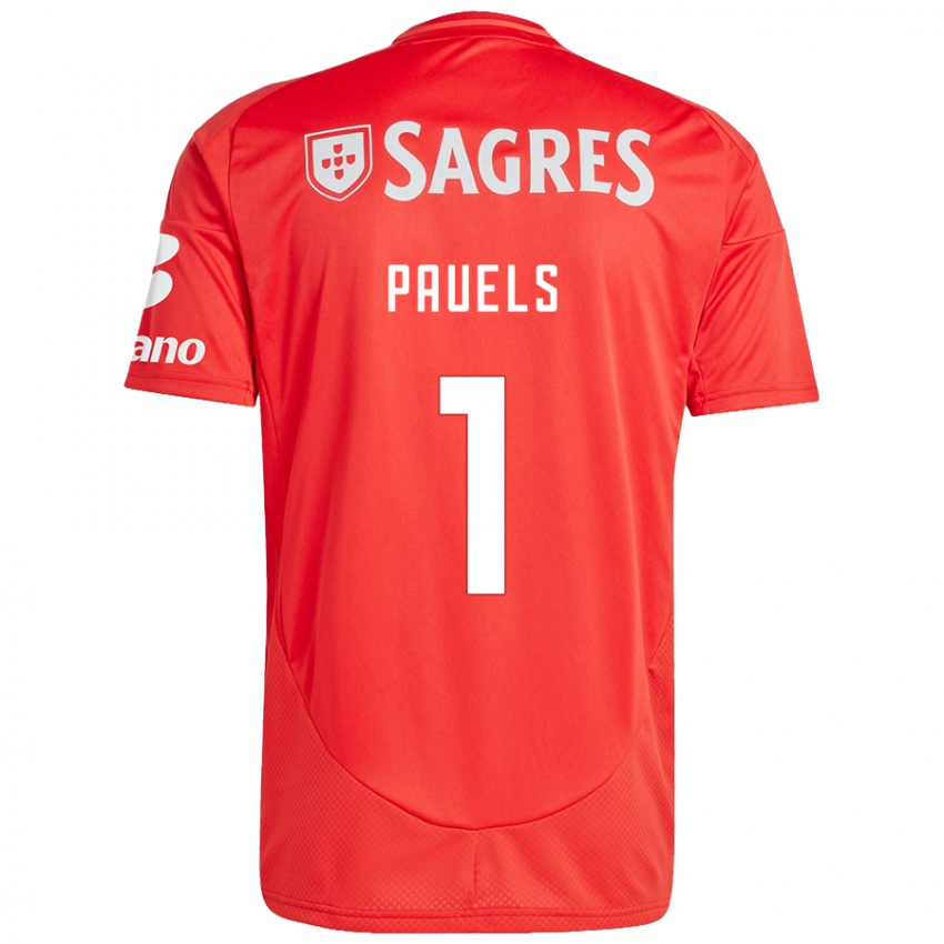 Uomo Maglia Lena Pauels #1 Rosso Bianco Kit Gara Home 2024/25 Maglietta