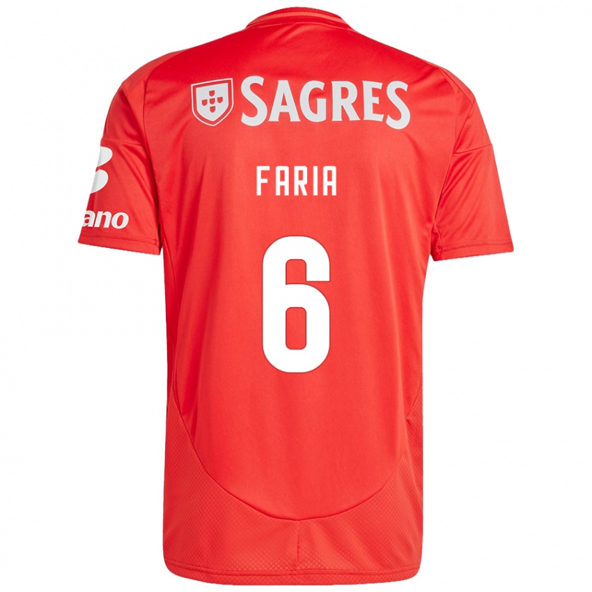 Uomo Maglia Andreia Faria #6 Rosso Bianco Kit Gara Home 2024/25 Maglietta