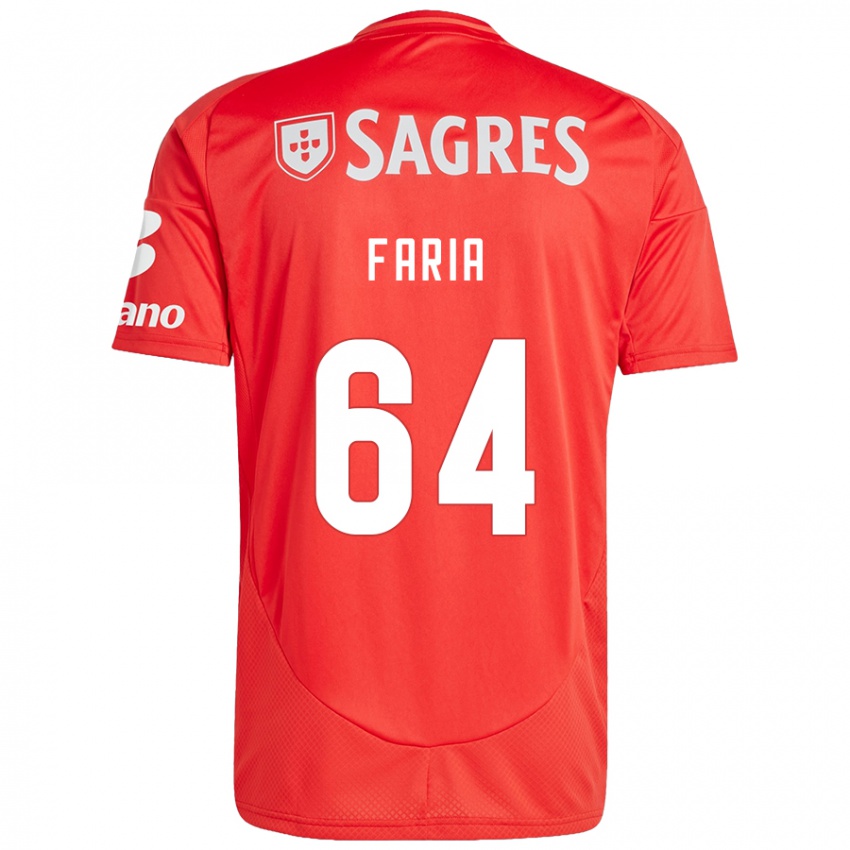 Uomo Maglia Hugo Faria #64 Rosso Bianco Kit Gara Home 2024/25 Maglietta