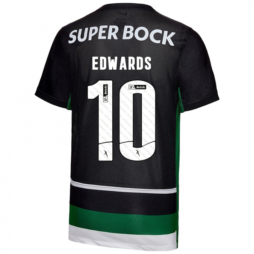 Uomo Maglia Marcus Edwards #10 Nero Bianco Verde Kit Gara Home 2024/25 Maglietta