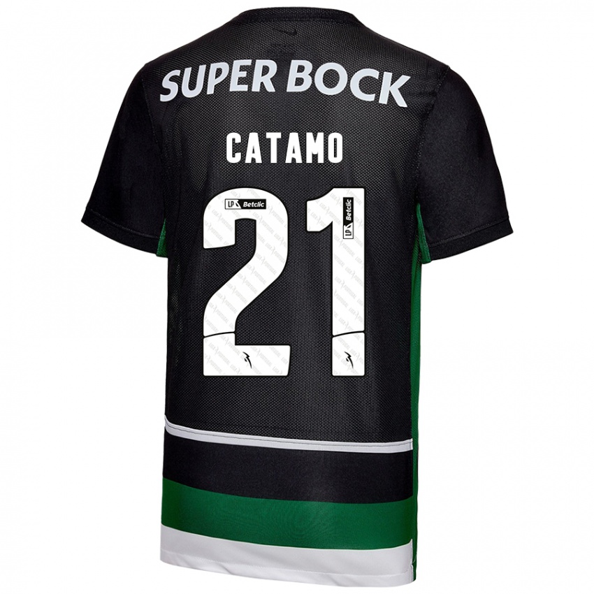 Uomo Maglia Geny Catamo #21 Nero Bianco Verde Kit Gara Home 2024/25 Maglietta