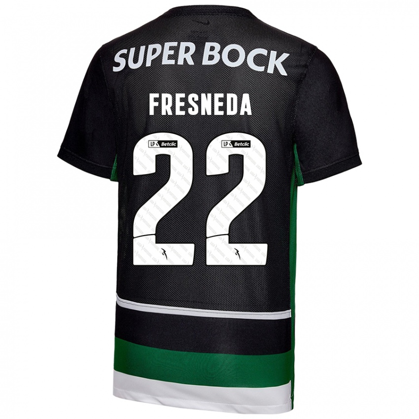 Uomo Maglia Iván Fresneda #22 Nero Bianco Verde Kit Gara Home 2024/25 Maglietta