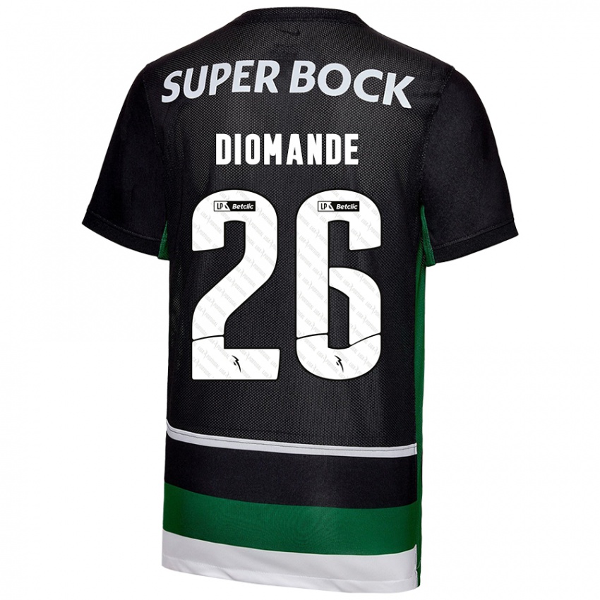 Uomo Maglia Ousmane Diomande #26 Nero Bianco Verde Kit Gara Home 2024/25 Maglietta