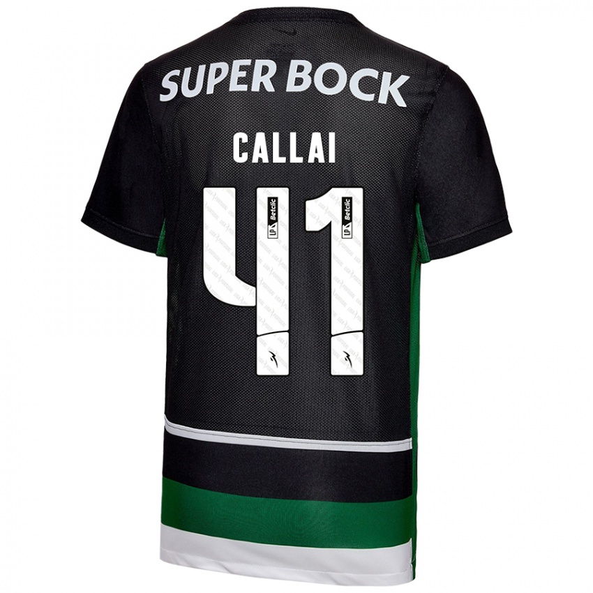 Uomo Maglia Diego Callai #41 Nero Bianco Verde Kit Gara Home 2024/25 Maglietta