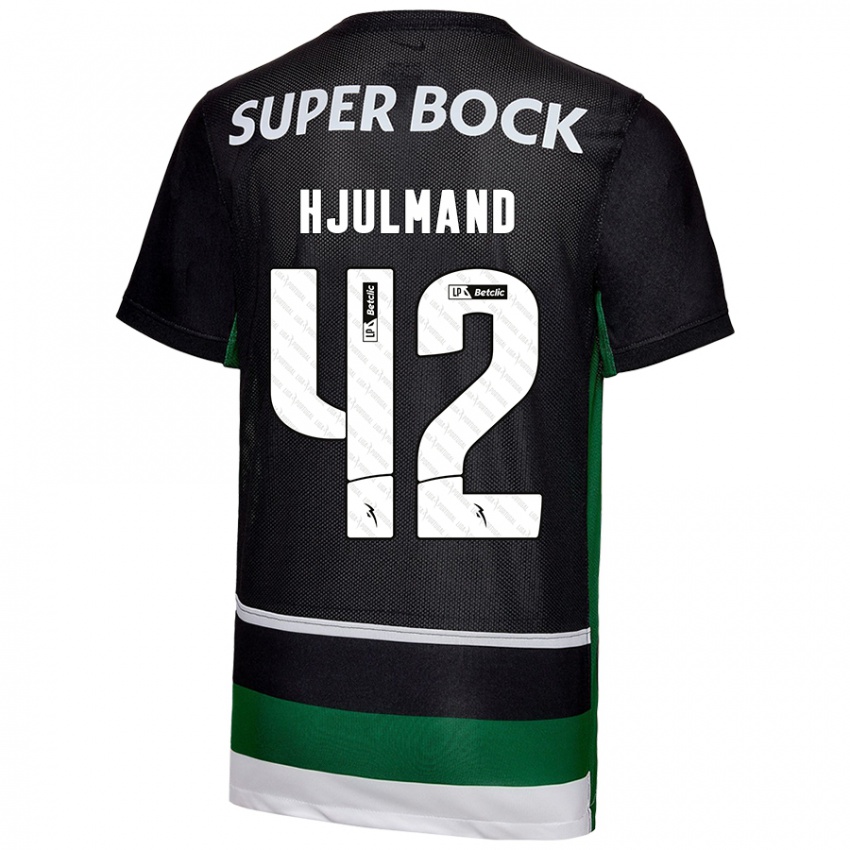 Uomo Maglia Morten Hjulmand #42 Nero Bianco Verde Kit Gara Home 2024/25 Maglietta