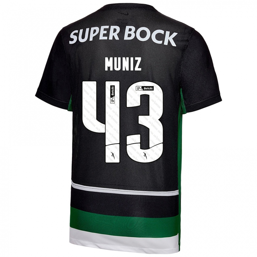 Uomo Maglia João Muniz #43 Nero Bianco Verde Kit Gara Home 2024/25 Maglietta