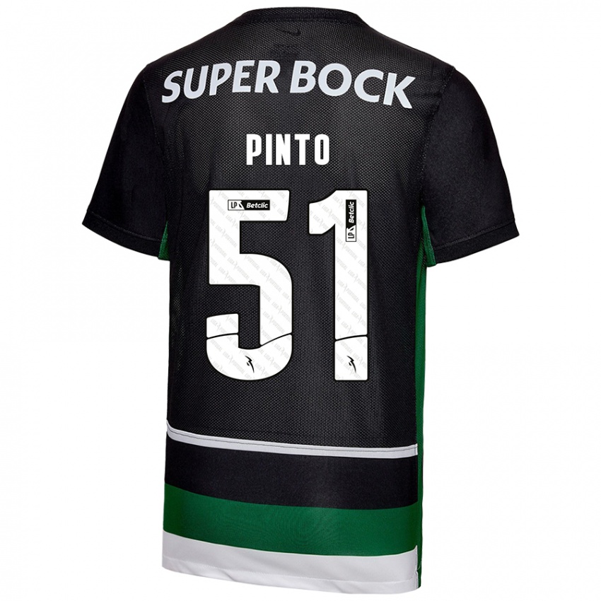 Uomo Maglia Diogo Pinto #51 Nero Bianco Verde Kit Gara Home 2024/25 Maglietta