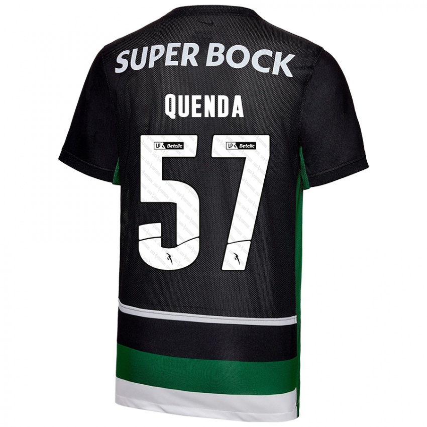 Uomo Maglia Geovany Quenda #57 Nero Bianco Verde Kit Gara Home 2024/25 Maglietta