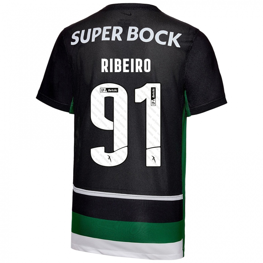 Uomo Maglia Rodrigo Ribeiro #91 Nero Bianco Verde Kit Gara Home 2024/25 Maglietta