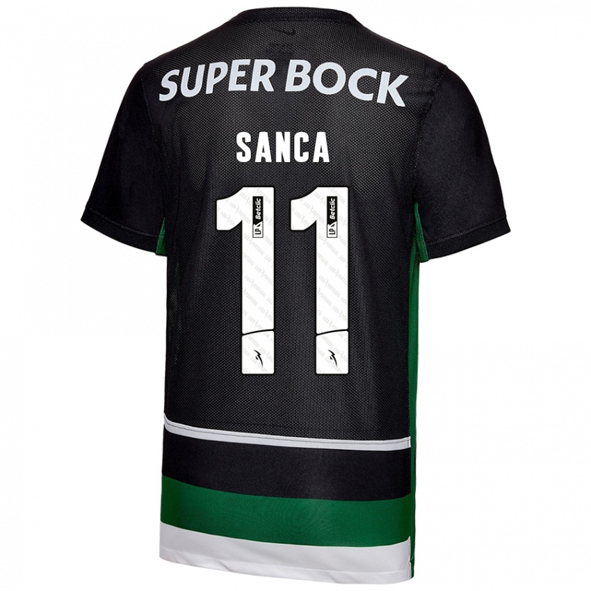 Uomo Maglia Pedro Sanca #11 Nero Bianco Verde Kit Gara Home 2024/25 Maglietta