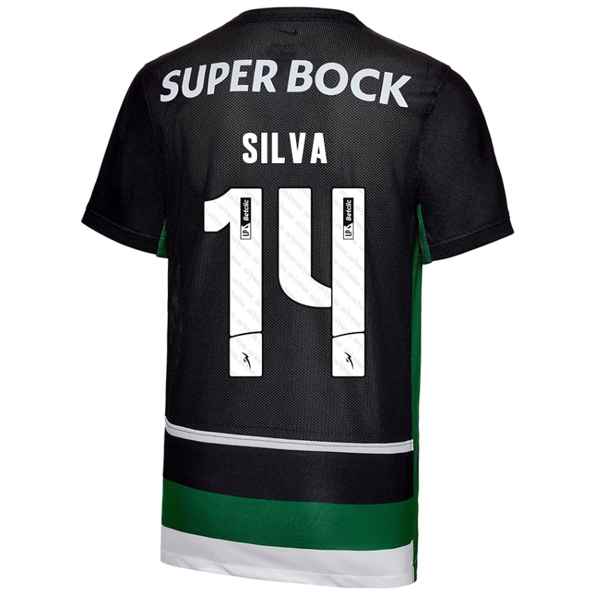 Uomo Maglia Guilherme Silva #14 Nero Bianco Verde Kit Gara Home 2024/25 Maglietta