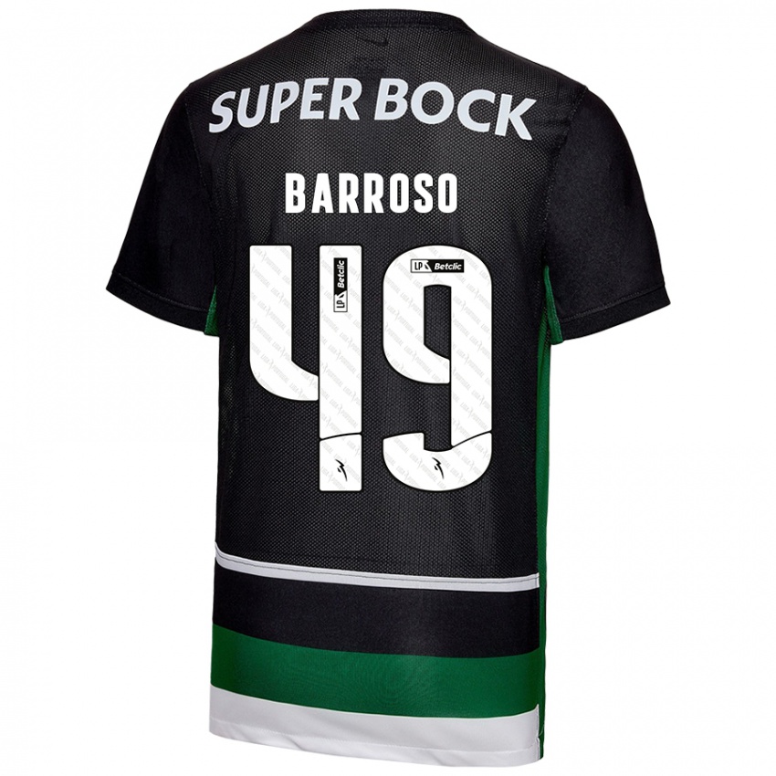 Uomo Maglia Leonardo Barroso #49 Nero Bianco Verde Kit Gara Home 2024/25 Maglietta