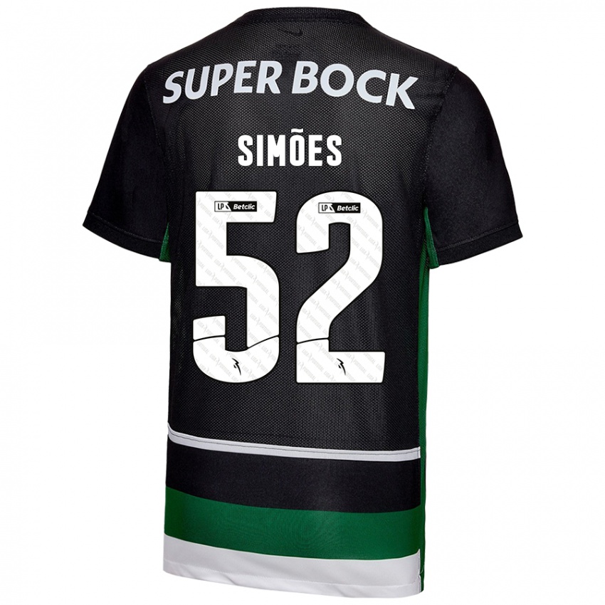 Uomo Maglia João Simões #52 Nero Bianco Verde Kit Gara Home 2024/25 Maglietta