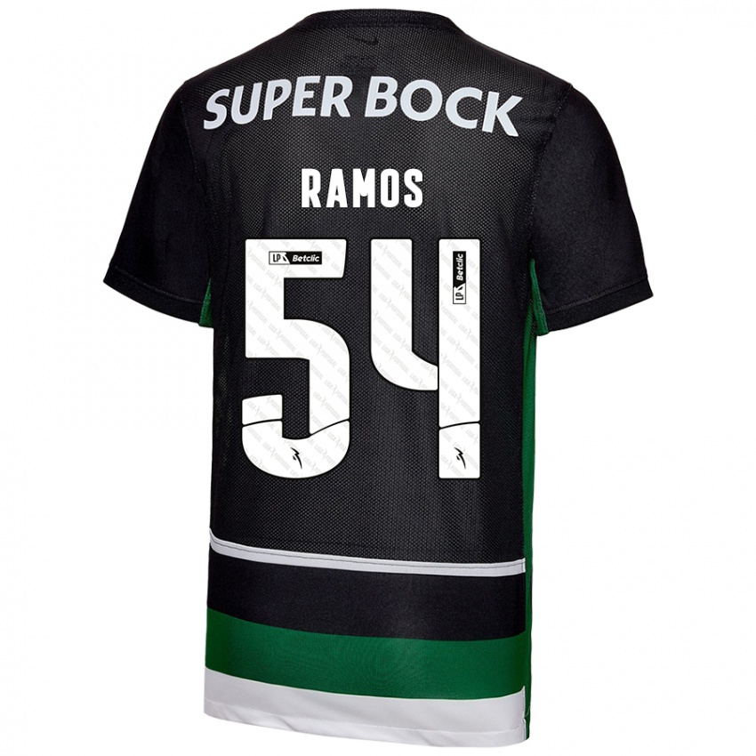 Uomo Maglia Bruno Ramos #54 Nero Bianco Verde Kit Gara Home 2024/25 Maglietta