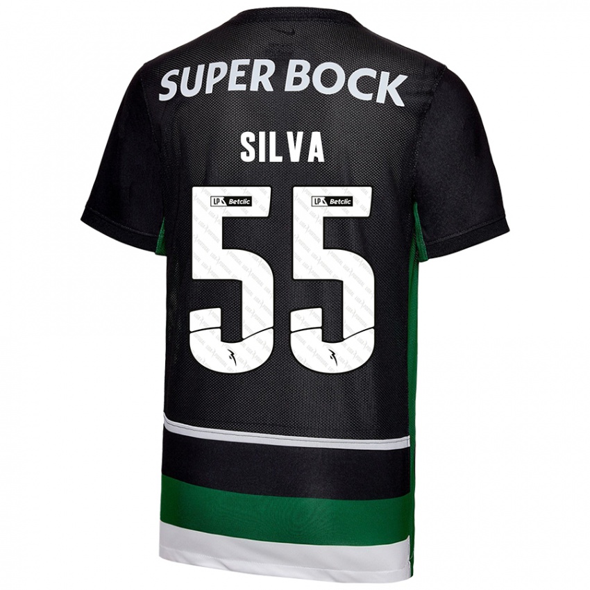 Uomo Maglia José Silva #55 Nero Bianco Verde Kit Gara Home 2024/25 Maglietta