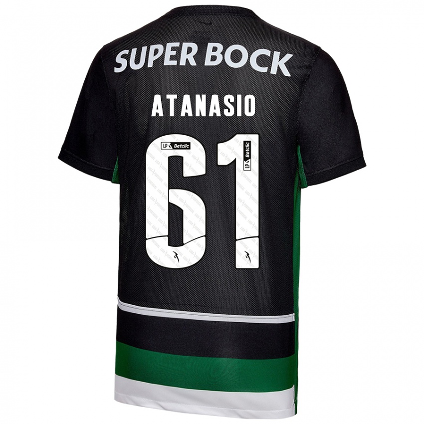 Uomo Maglia Atanásio #61 Nero Bianco Verde Kit Gara Home 2024/25 Maglietta