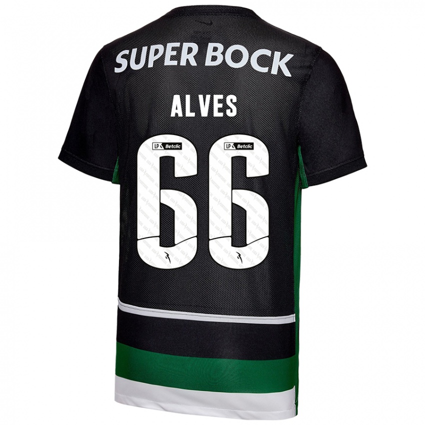 Uomo Maglia Miguel Alves #66 Nero Bianco Verde Kit Gara Home 2024/25 Maglietta