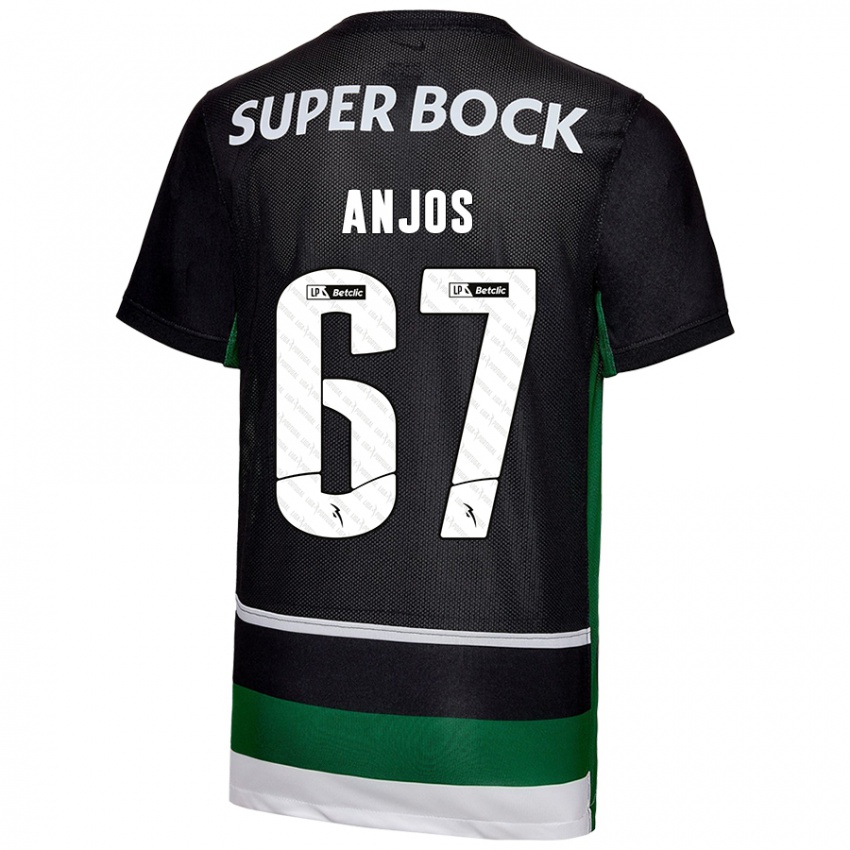 Uomo Maglia Lucas Anjos #67 Nero Bianco Verde Kit Gara Home 2024/25 Maglietta